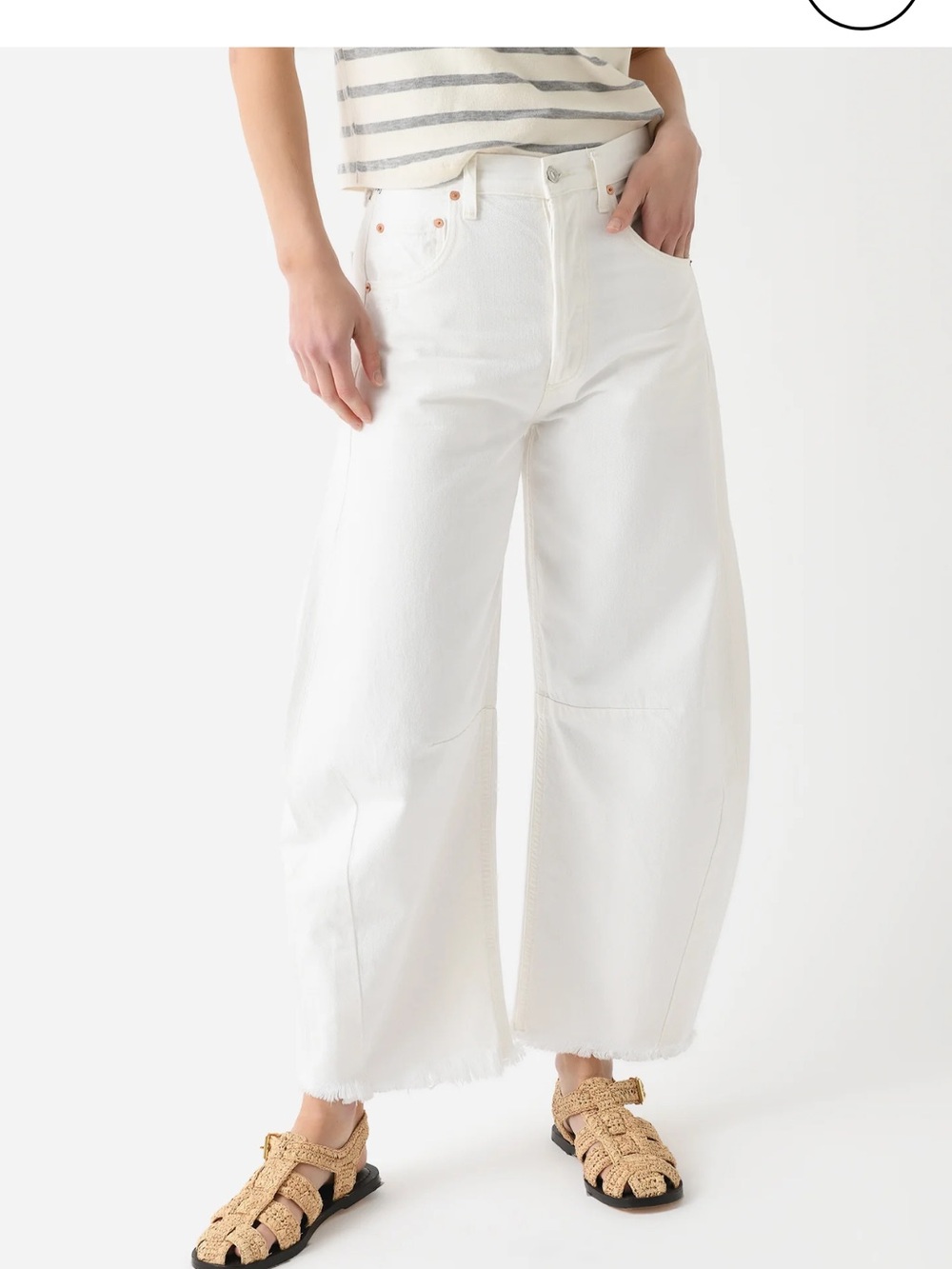 NWT SIZE 25- Citizens Of Humanity White Barrel Leg High-Rise Jeans